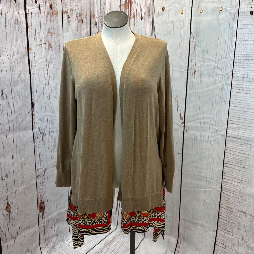 CHICOS TAN ORANGE LAYERED CARDIGAN SIZE 3 (XL) TCC