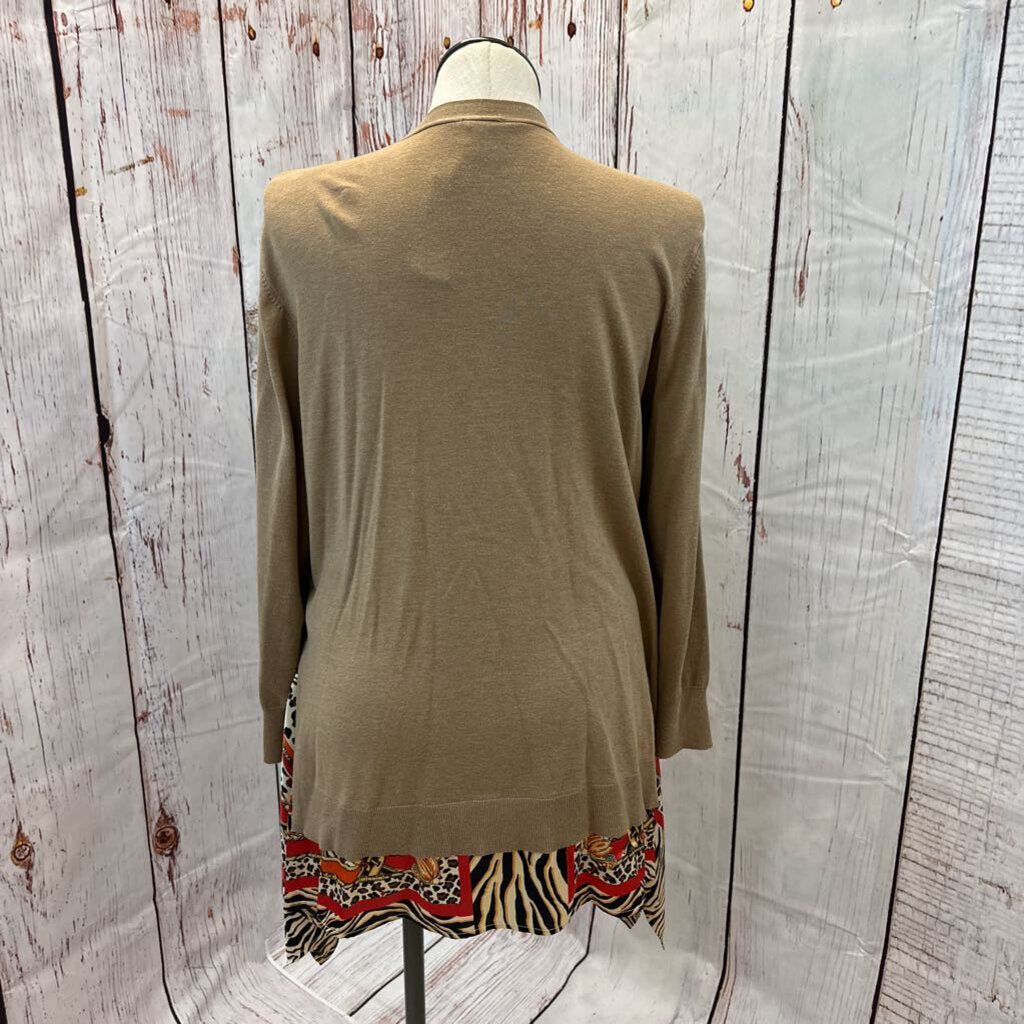 CHICOS TAN ORANGE LAYERED CARDIGAN SIZE 3 (XL) TCC