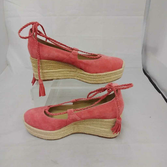 ANN TAYLOR PINK SUEDE ROPE BOTTOM WEDGES SIZE 5.5 TCA