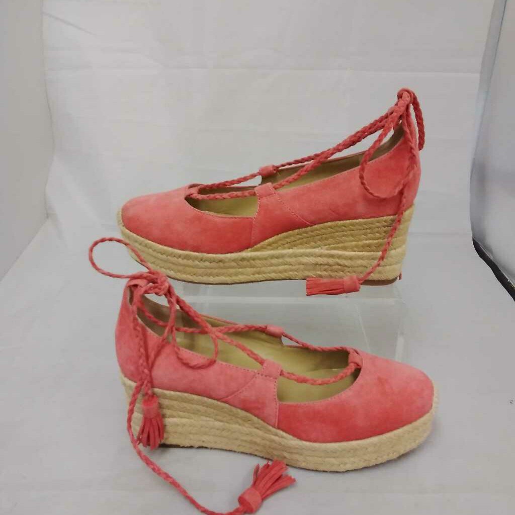 ANN TAYLOR PINK SUEDE ROPE BOTTOM WEDGES SIZE 5.5 TCA