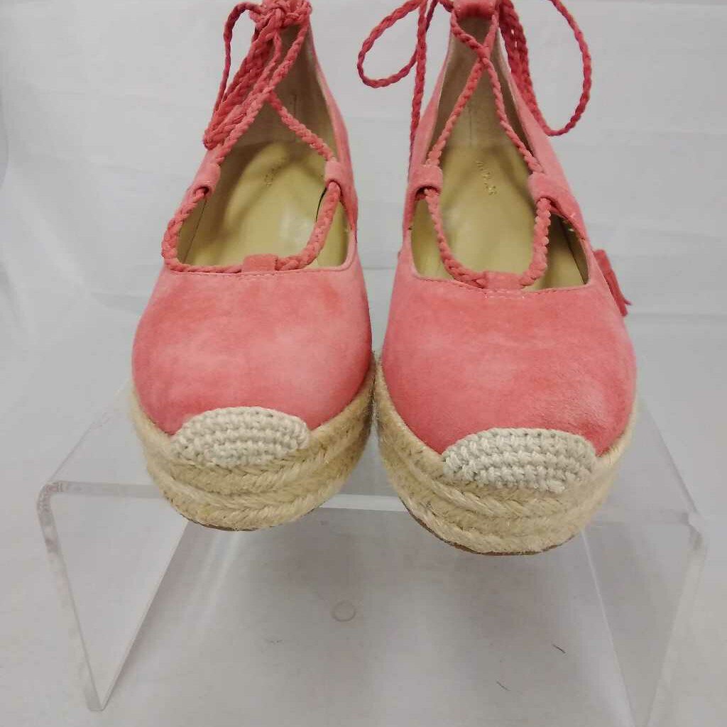 ANN TAYLOR PINK SUEDE ROPE BOTTOM WEDGES SIZE 5.5 TCA