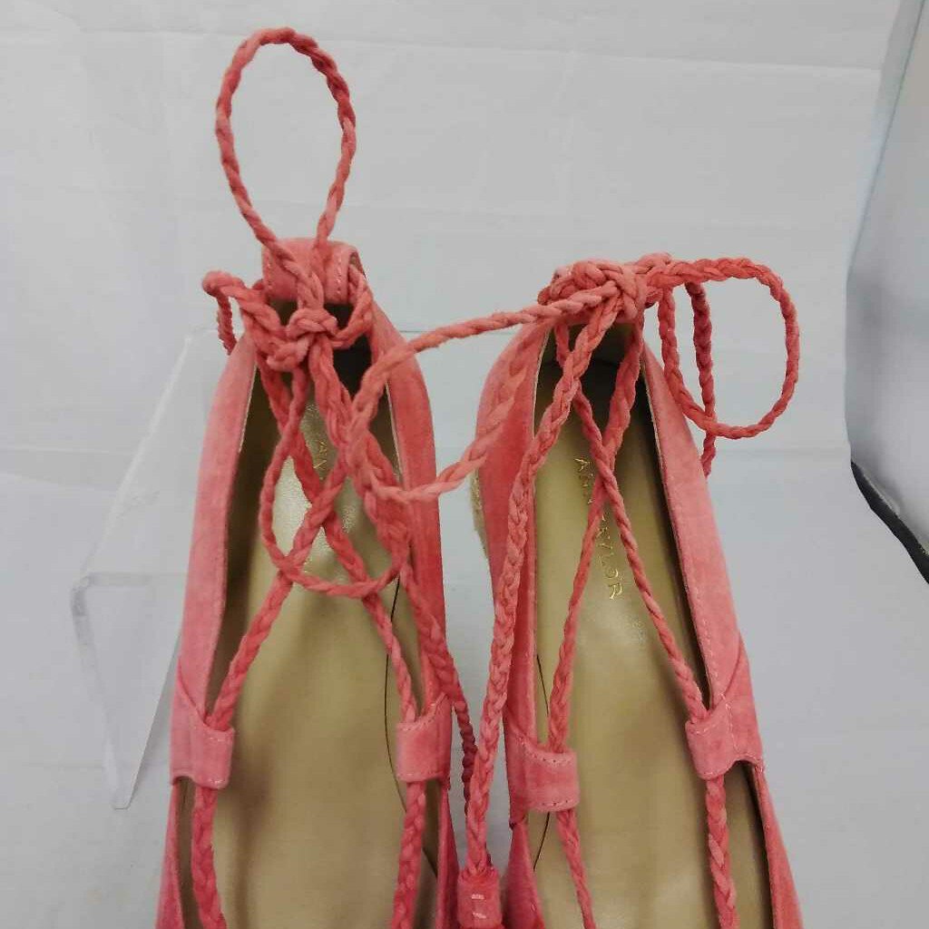 ANN TAYLOR PINK SUEDE ROPE BOTTOM WEDGES SIZE 5.5 TCA