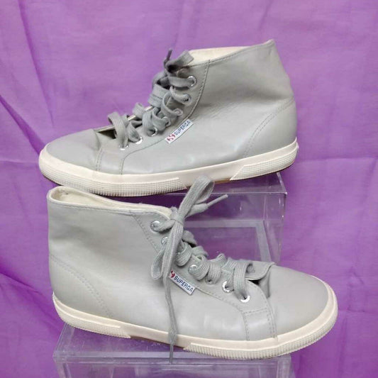 SUPERGA GREY LEATHER UPPER HIGH TOP SNEAKERS SIZE 6 TCC