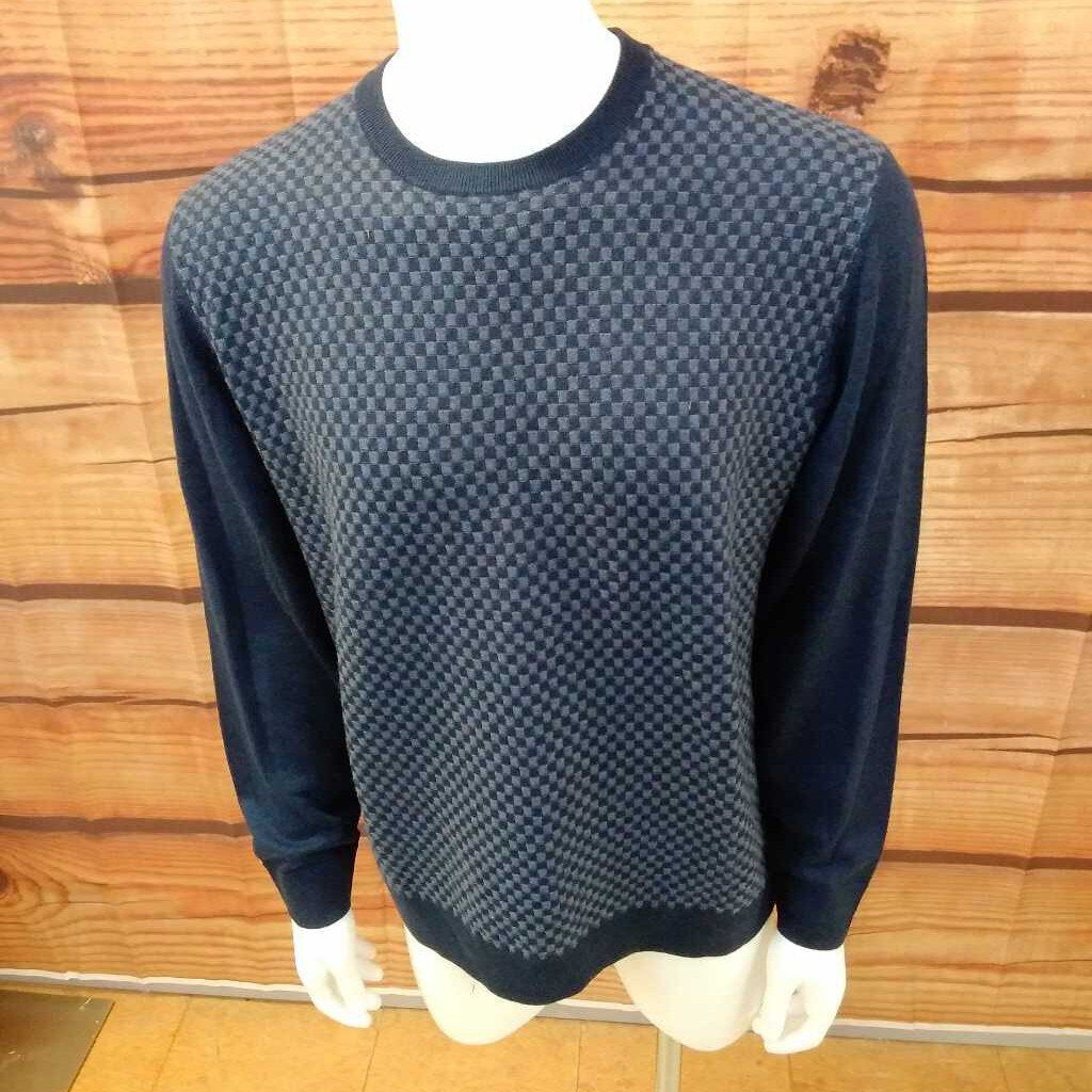 NWT MENS TURNBURY BLUE CHECK SWEATER SIZE LARGE TCC