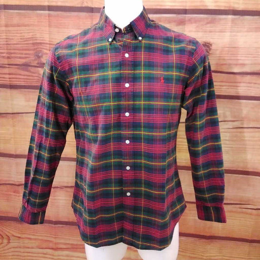 MENS RALPH LAUREN CUSTOM FIT RED PLAID SHIRT SIZE LARGE