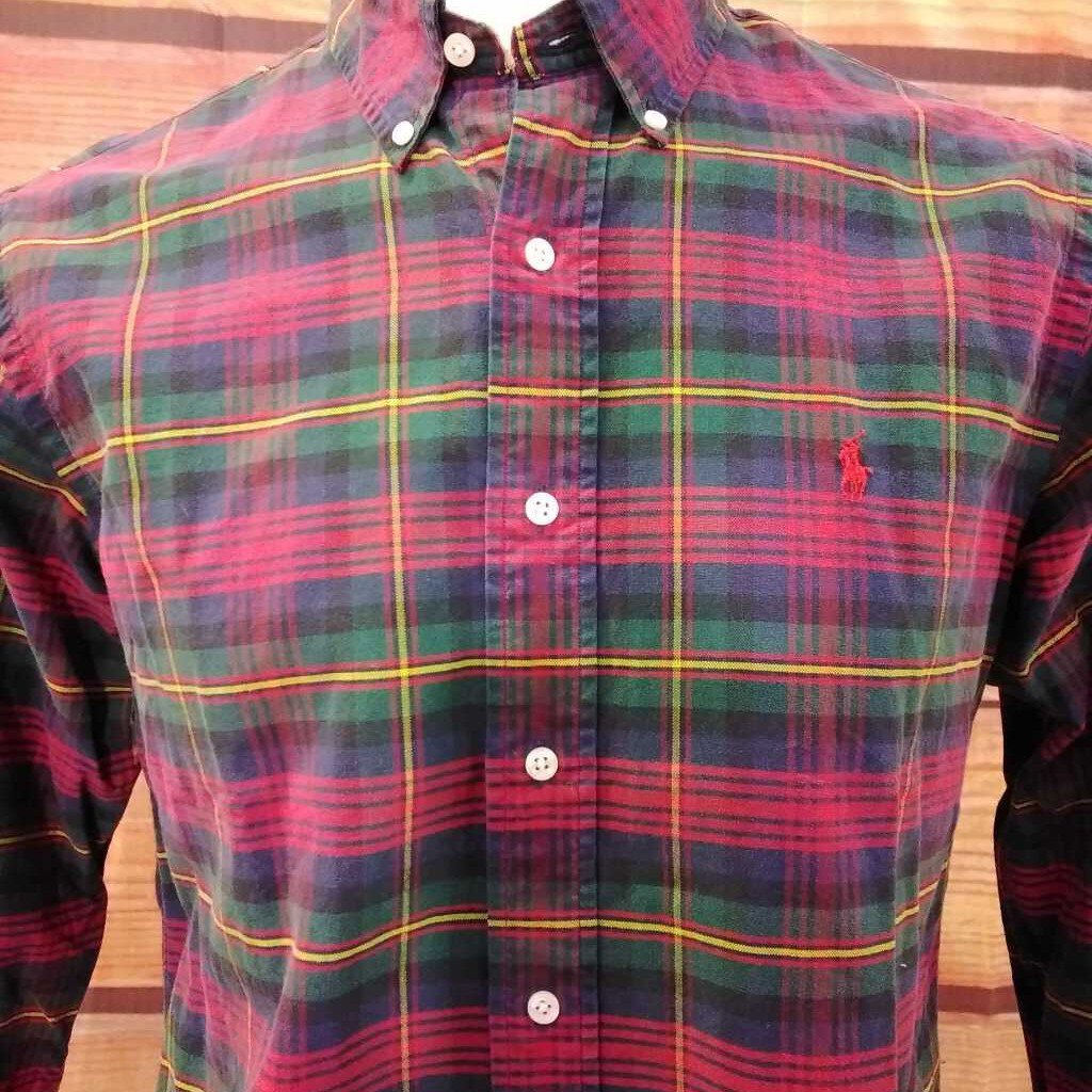 MENS RALPH LAUREN CUSTOM FIT RED PLAID SHIRT SIZE LARGE