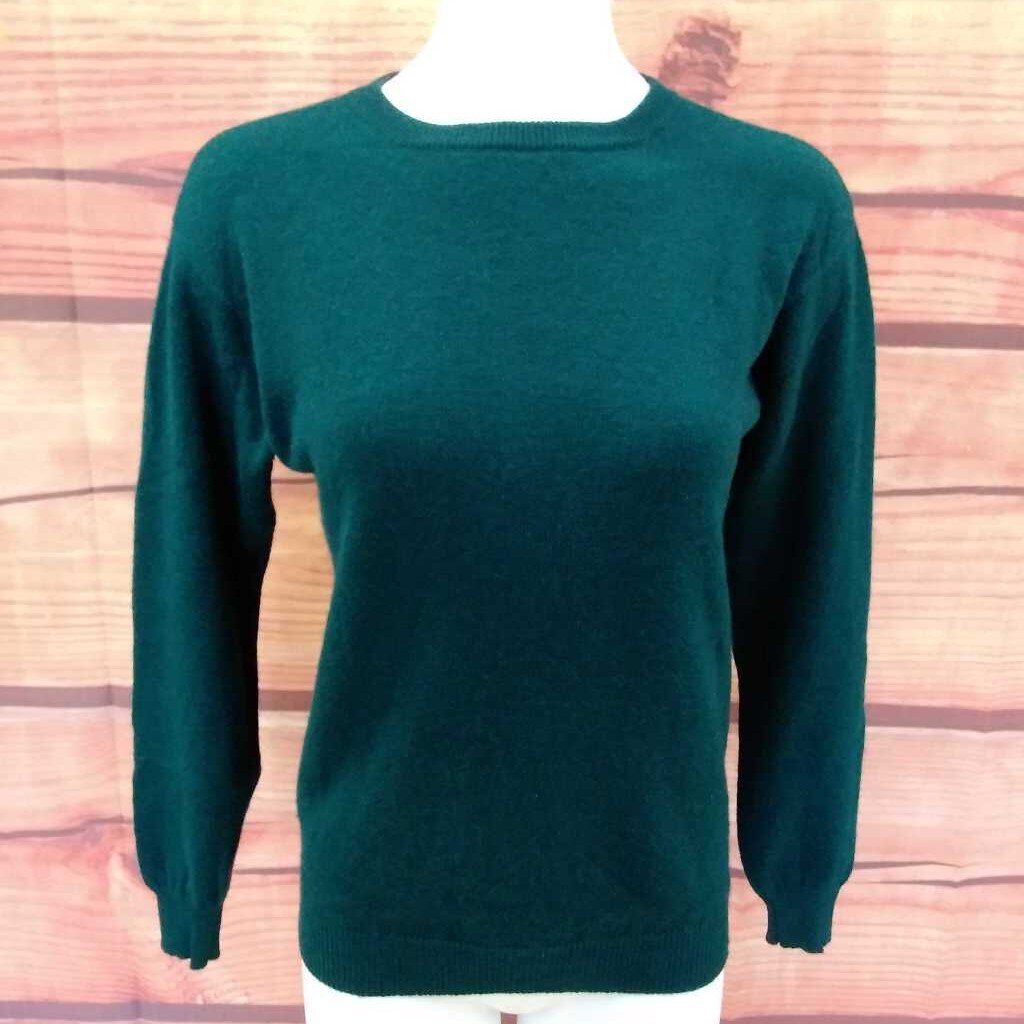 LORD & TAYLOR WINTER GREEN CASHMERE SWEATER SZ M