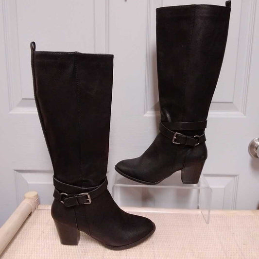 BASS BLACK "HANA" FAUX LEATHER KNEE HIGH BOOTS SIZE 8.5