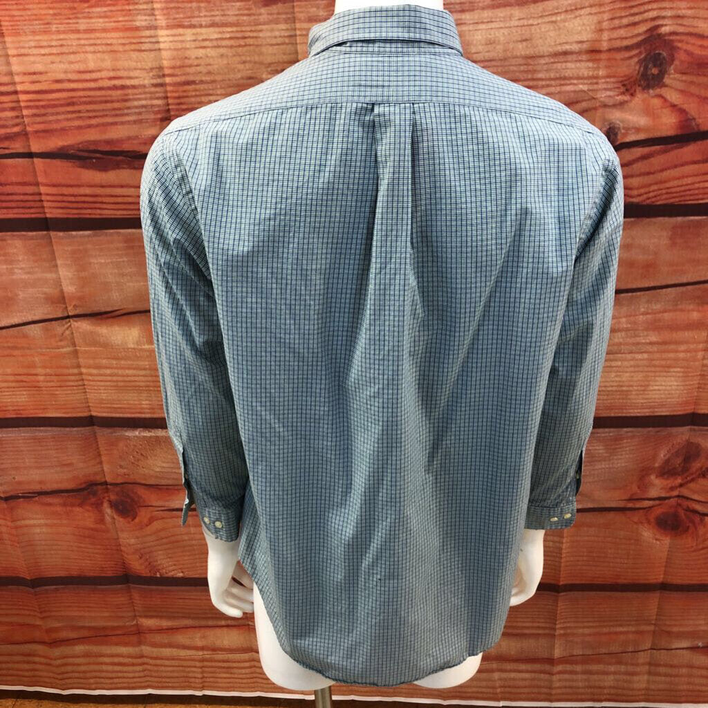 MENS RALPH LAUREN CUSTOM FIT WHITE BLUE GREEN SHIRT SIZE 17 32/33 TCC