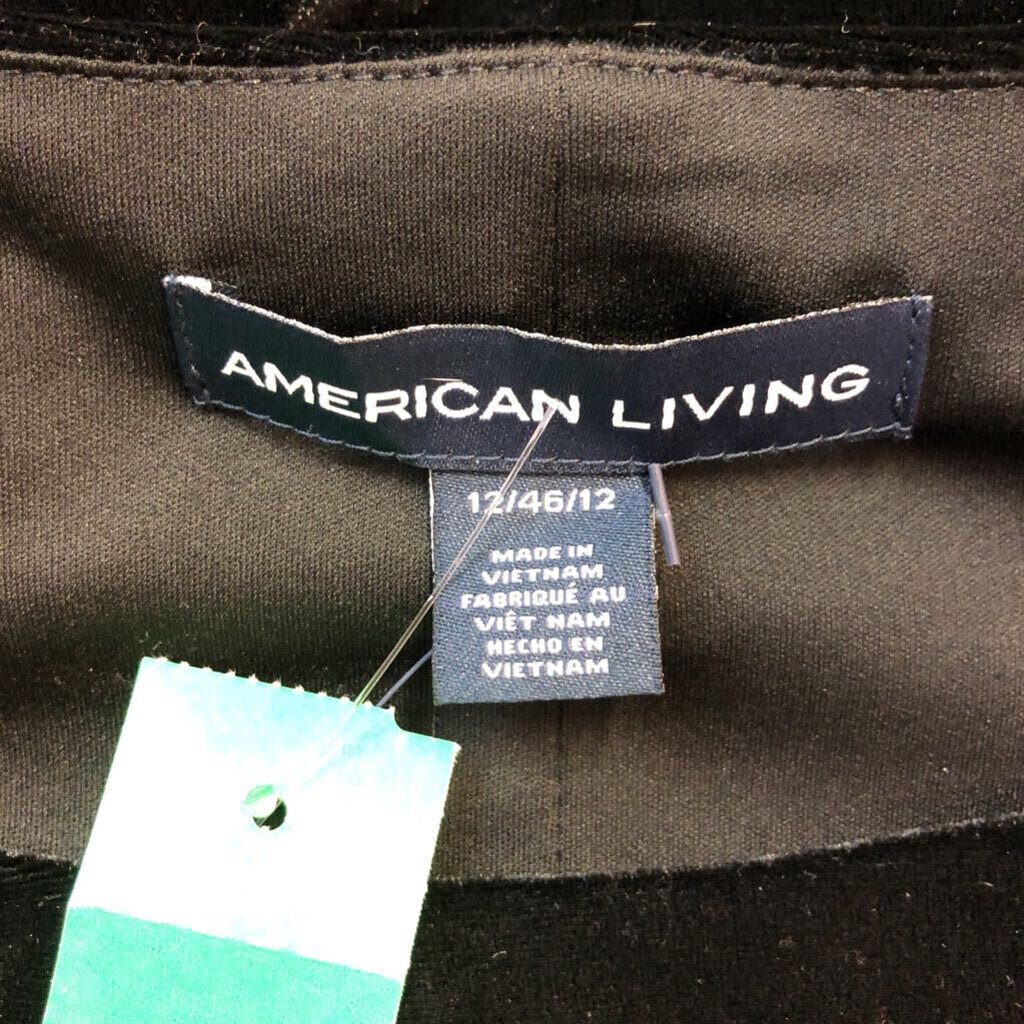 AMERICAN LIVING BLACK VELVET WAIST RUFFLE DRESS SIZE 12 NWT TCC