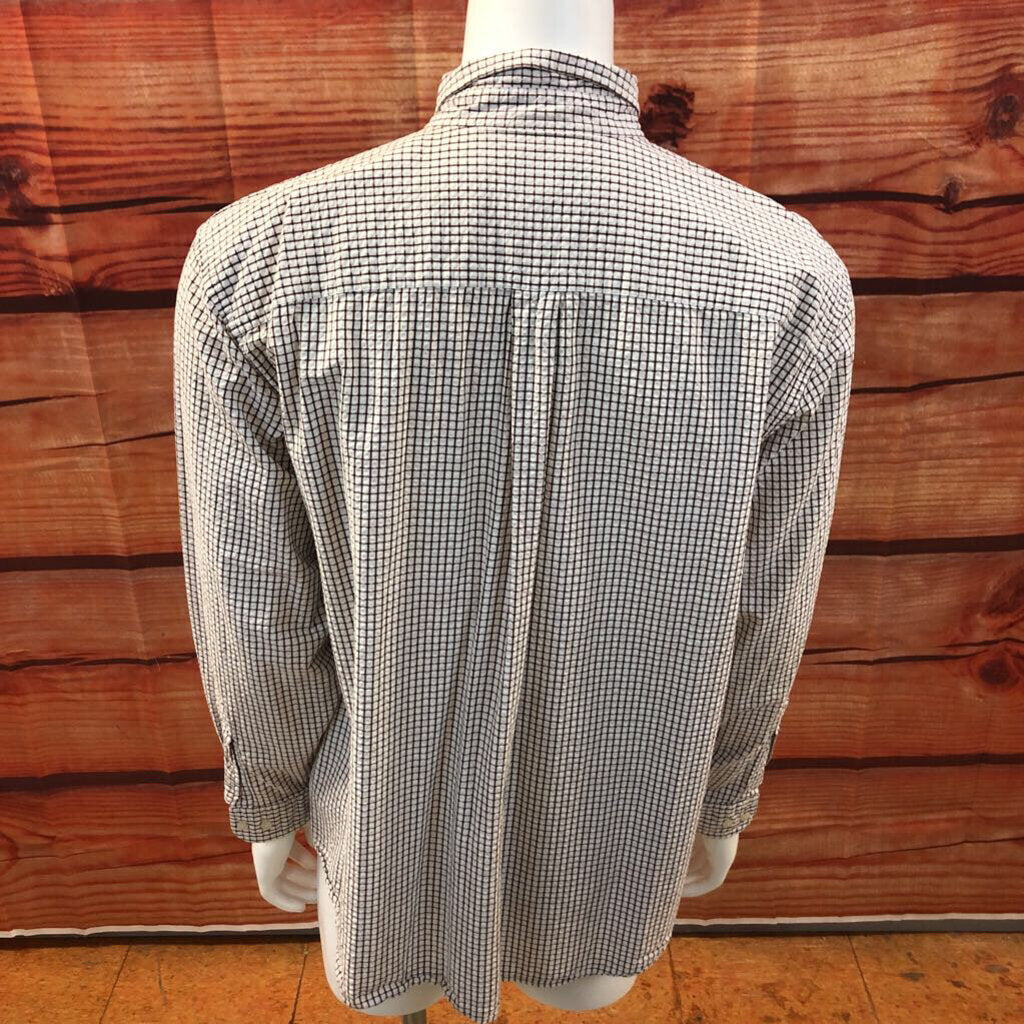 MENS LL BEAN WHITE RED CHECKER BUTTON UP SIZE EXTRA LARGE TCC