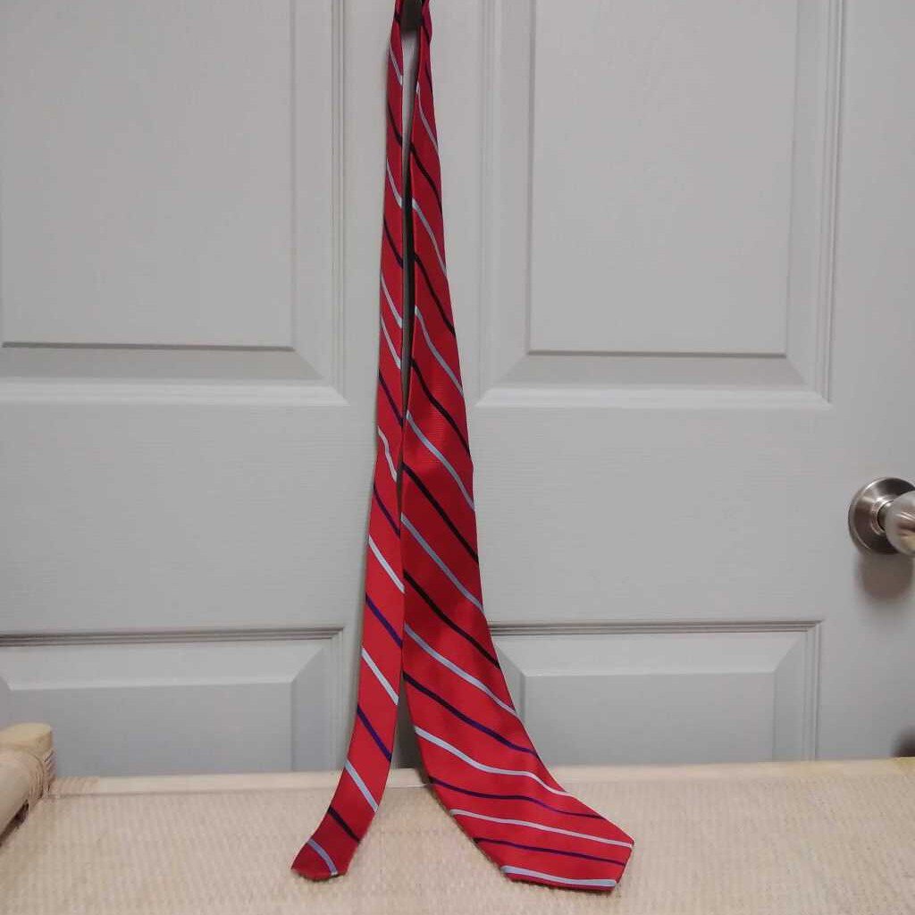 BROOKS BROTHERS MAKERS SILK RED AND BLUE STRIPED TIE