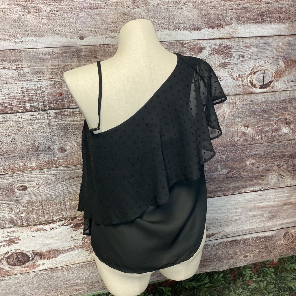 ANDREE BY UNIT BLACK ONE SHOULDER TOP SIZE LARGE NWT TCC