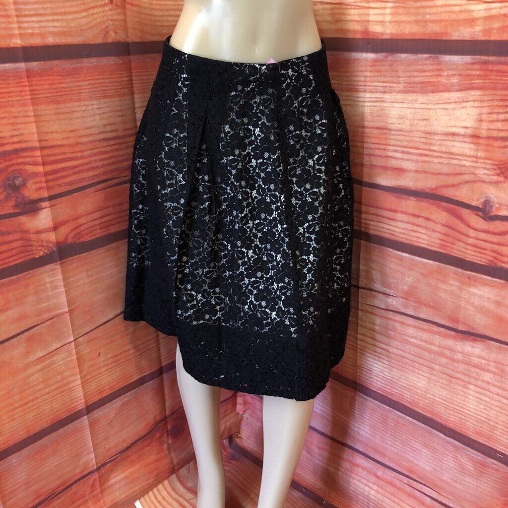 TALBOTS BLACK IVORY LACE LINED SKIRT SIZE 2 TC3