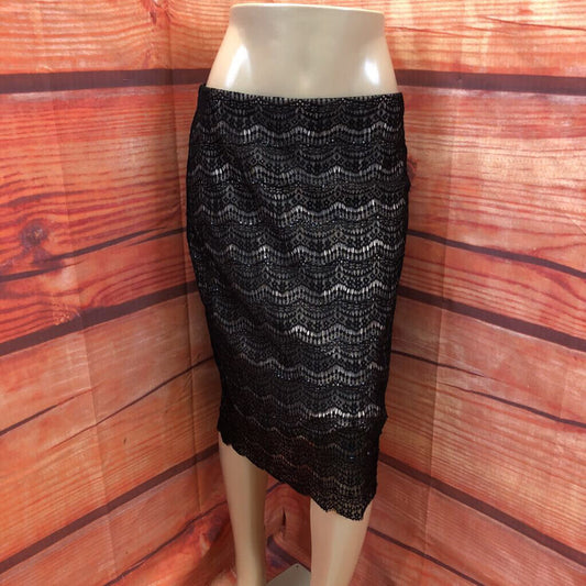 ANN TAYLOR BLACK SEQUIN LINED SKIRT SIZE 10
