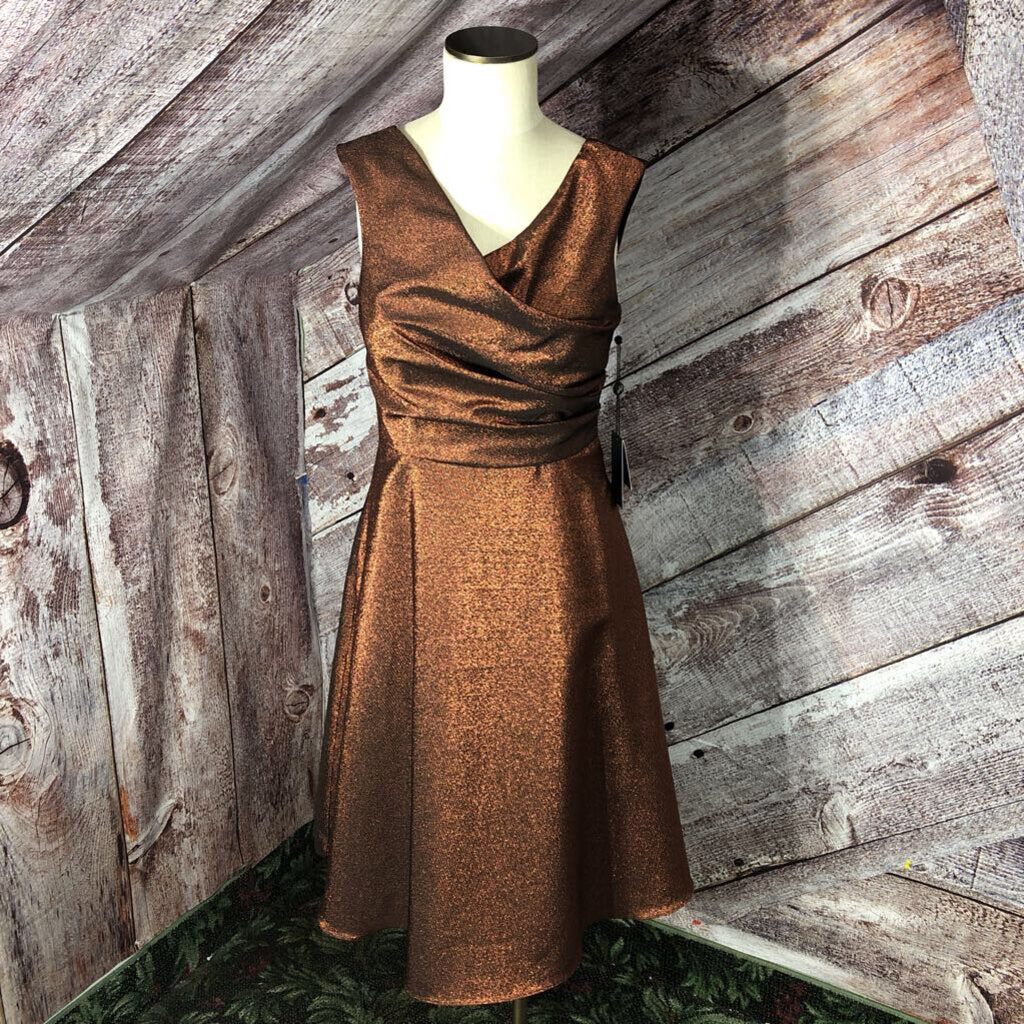 ADRIANNA PAPELL SPRKLY RUST DRS SZ 6 NWT D2C