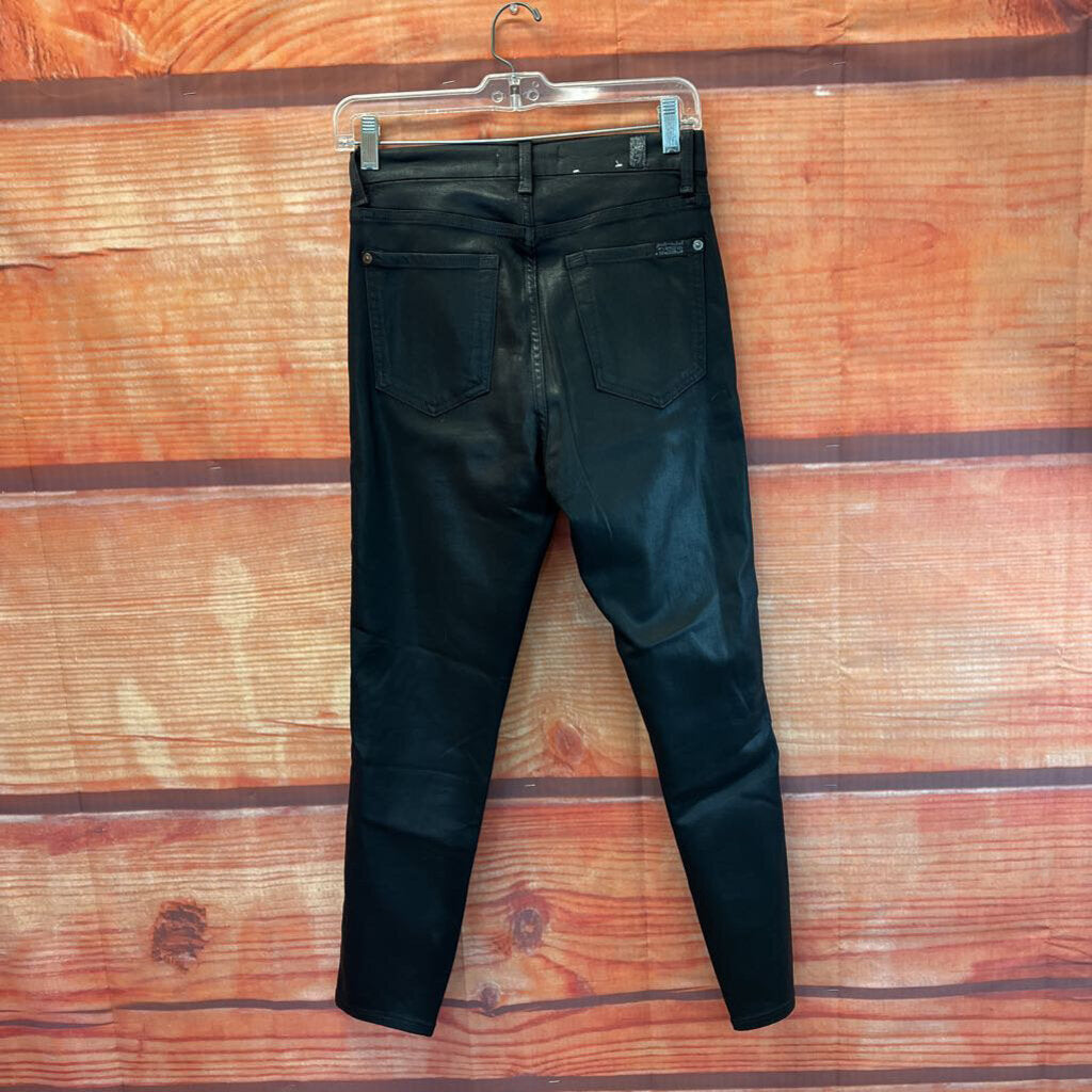 7 FOR ALL MANKIND B(AIR) DENIM BLACK COATED JEANS SIZE 6 TCC