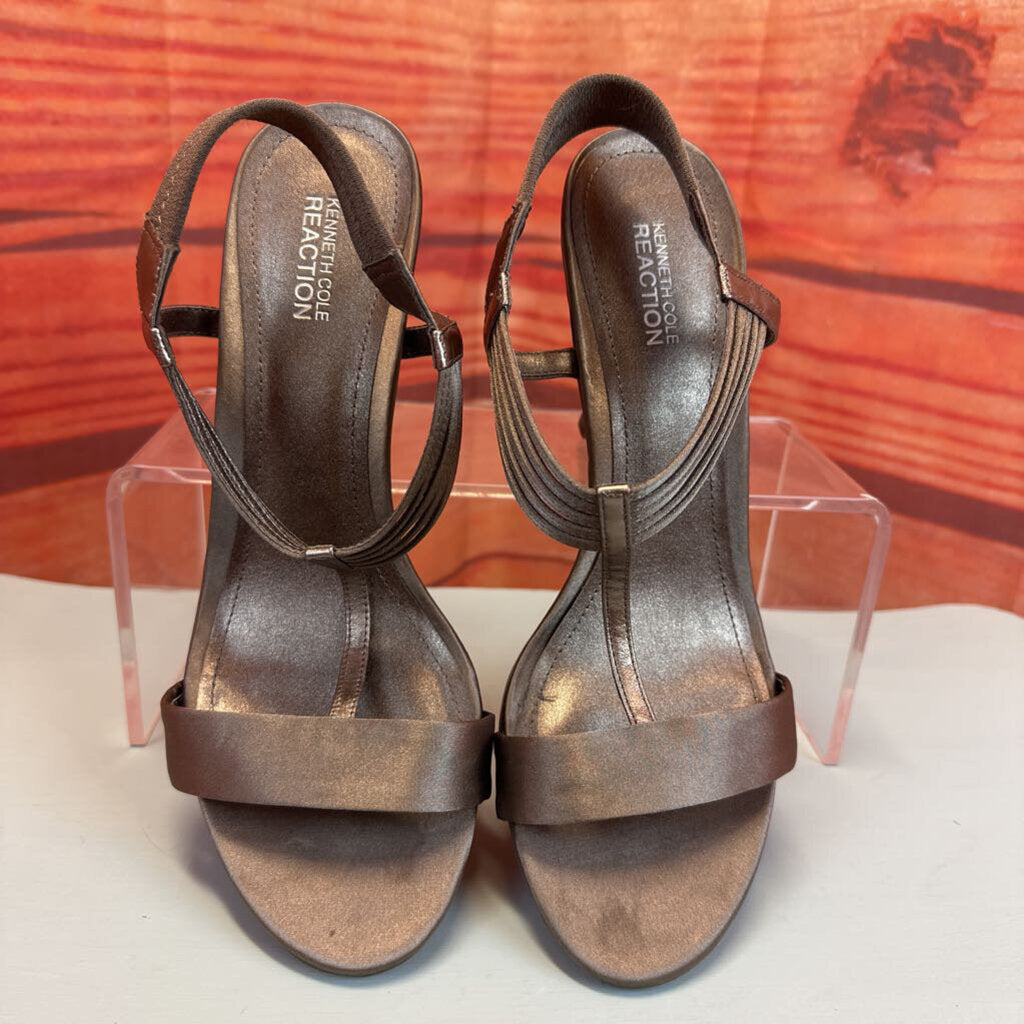 KENNETH COLE KNOW WAY PATINA SLING BACK PEEP TOE HEELS SIZE 10 TCC