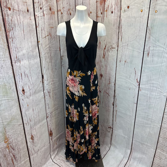 BAND OF GYPSIES BLK PINK MAXI DRESS SZ M TCC