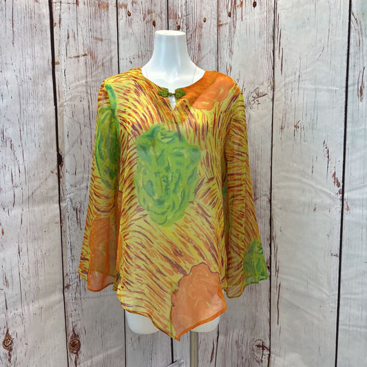 ORIGINAL ANTHONY ORNG GREEN SHEER BLOUSE SZ M TCC