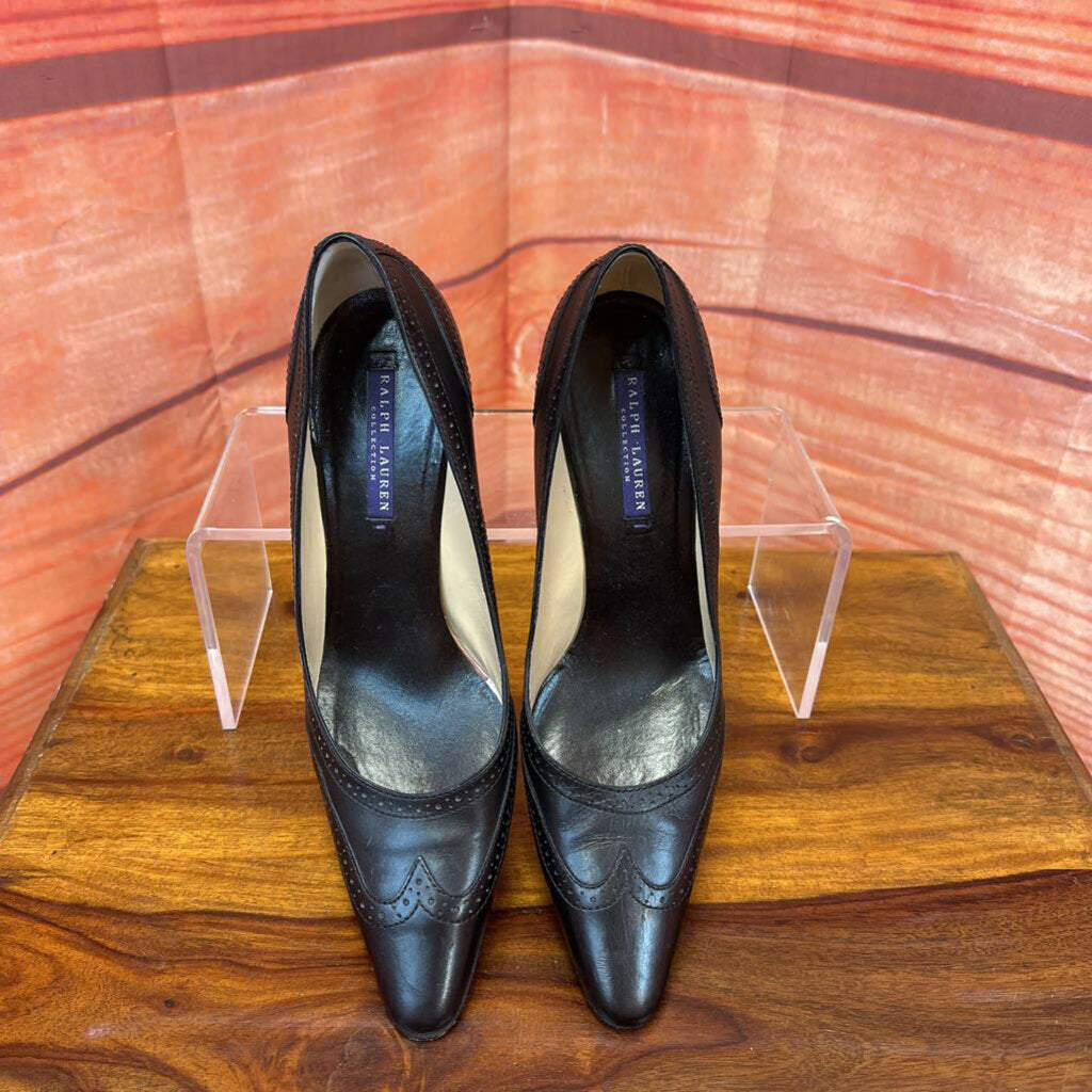 RALPH LAUREN BLACK LEATHER PUMPS SZ 8 TC3