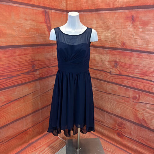 ALFRED ANGELO NAVY MESH LAYERED DRESS SIZE SMALL TC3