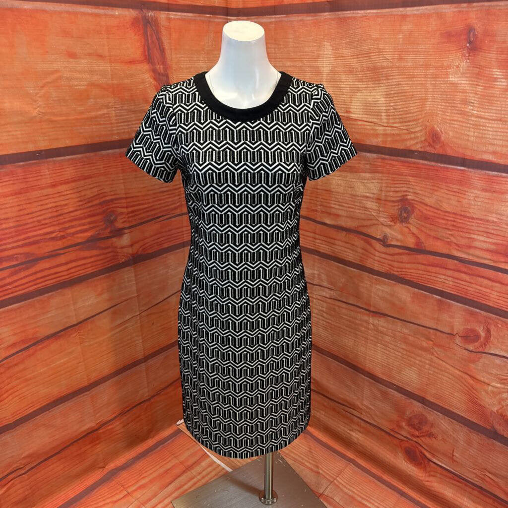 BANANA REPUBLIC BLACK WHITE DRESS SIZE 8 TALL TCC