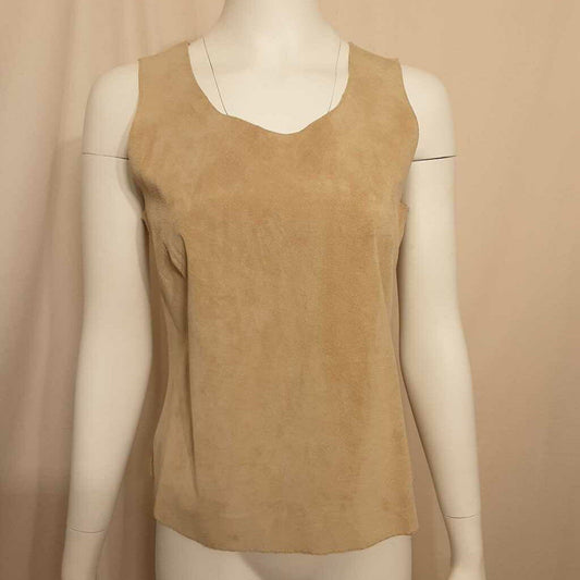 REVUE BEIGE SUEDE SIZE ZIPPERED TOP SIZE MEDIUM TCC