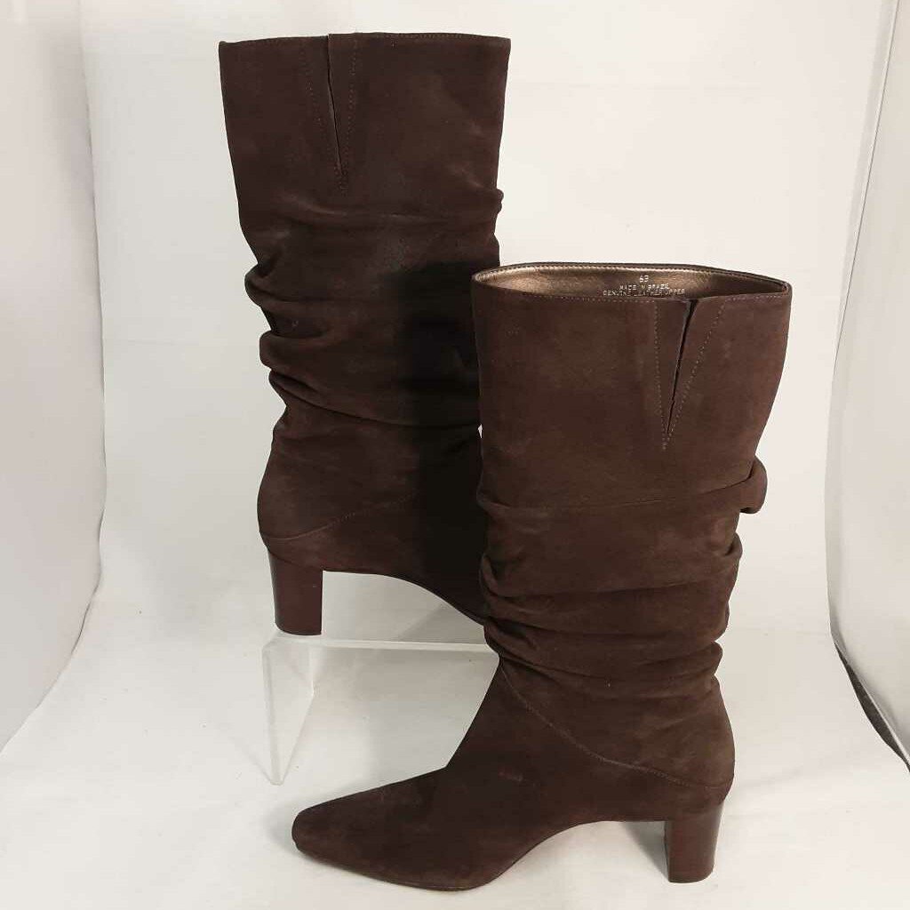 TALBOTS CHOCOLATE BROWN SUEDE MID-CALF BOOTS SZ 6B TCC