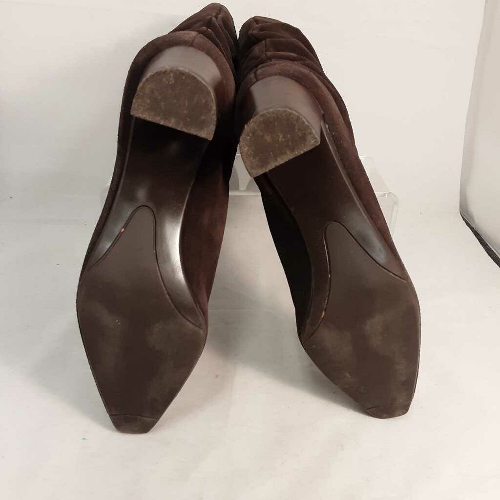 TALBOTS CHOCOLATE BROWN SUEDE MID-CALF BOOTS SZ 6B TCC