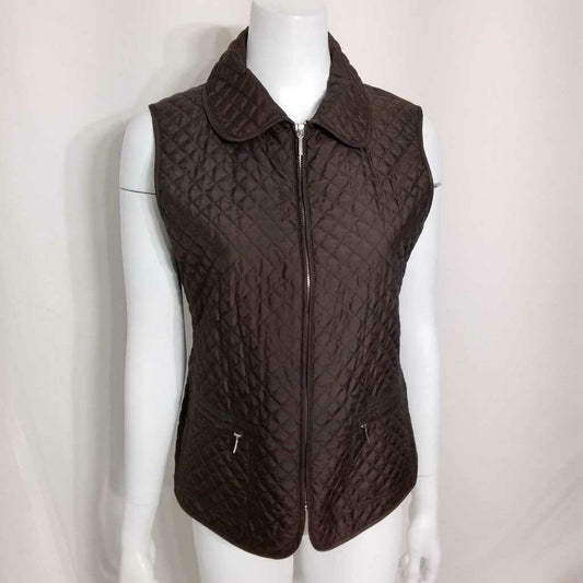 TALBOTS BROWN QUILTED VEST SIZE SMALL TCC