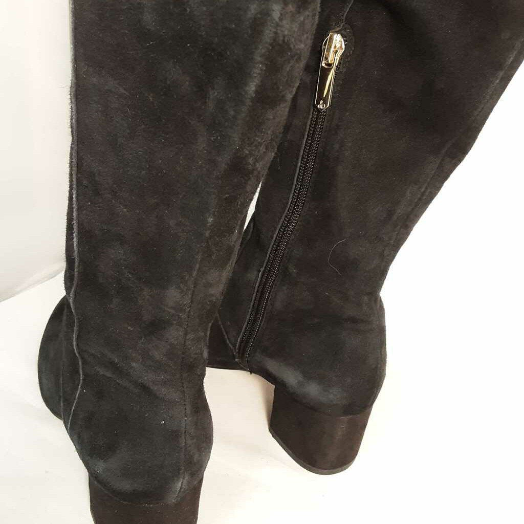 SAM EDELMAN "ELINA" BLACK SUEDE OVER-THE-KNEE BOOTS, SIZE 6