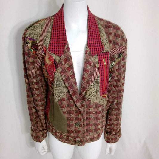 VINTAGE CANVASBACK ART TO WEAR RED WOOL BLEND JACKET SIZE MEDIUM